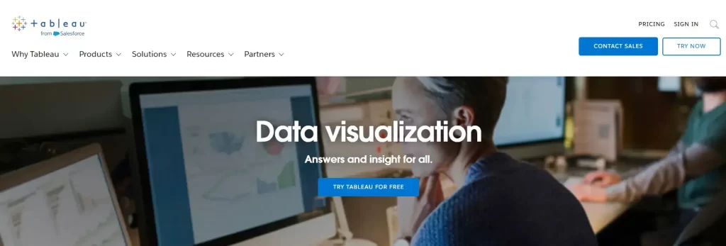 Best AI Tools For Data Visualization as per Editor's choice: Try Tableau For Free and visualize complex data with its user friendly interfaces