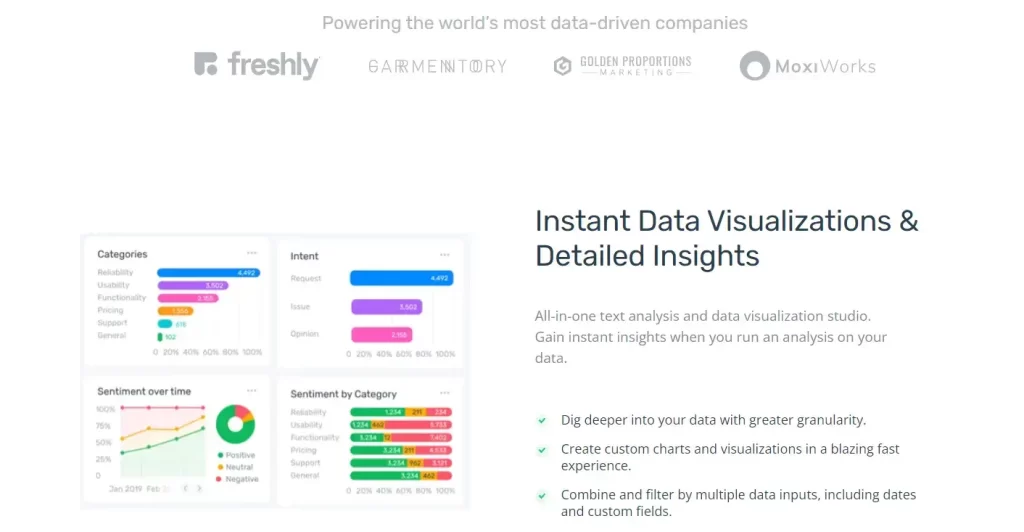 MonkeyLearn has models for text analysis and data extraction that can help you understand random text data better.