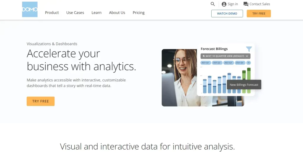 Try Domo for free. It combines business data to make dashboards and reports that are easy for anyone to use.