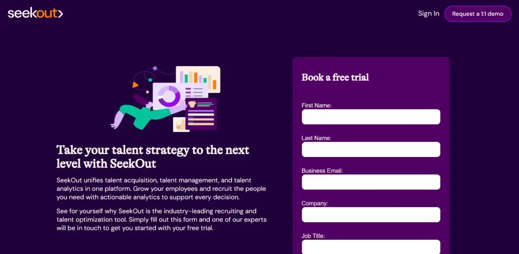 You can book a free trial of SeekOut, a recruiting tool that uses AI to help businesses find and hire good candidates.